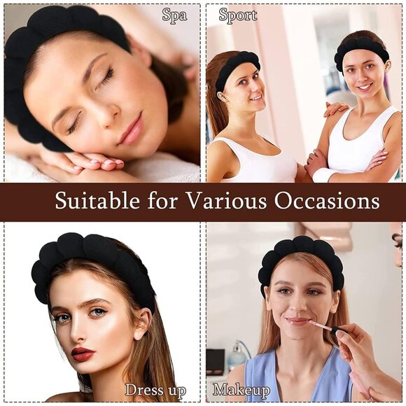 🆕Women Black Cotton Blend Terry Cloth Makeup Hair Wrap Facial Mask Shower - Picture 5 of 7